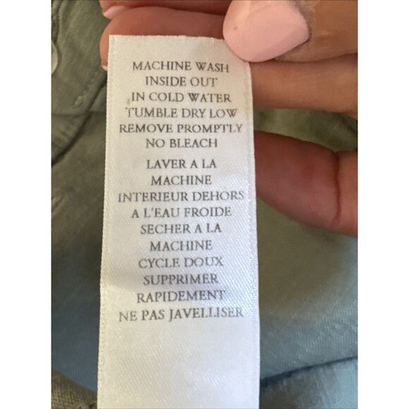 Frank Eileen Kinsale Size 10 Ankle Sage Green Cotton  Flax Blend Raw Hem Pants - Picture 10 of 13